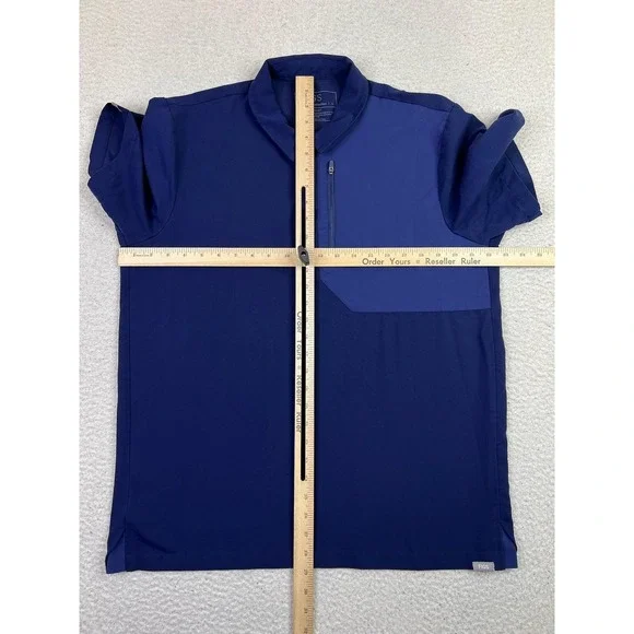 FIGS Polo Shirt Mens Large Blue Technical Collection Scrub Zip Pocket M21SW1005 - Picture 9 of 10
